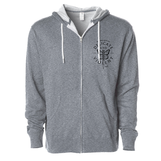 Delicate and Violent Lightweight Zip Hoodie