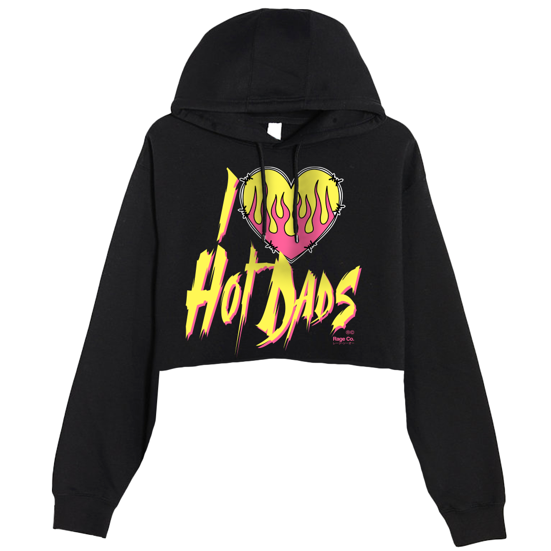 I Love Hot Dads Crop Hoodie