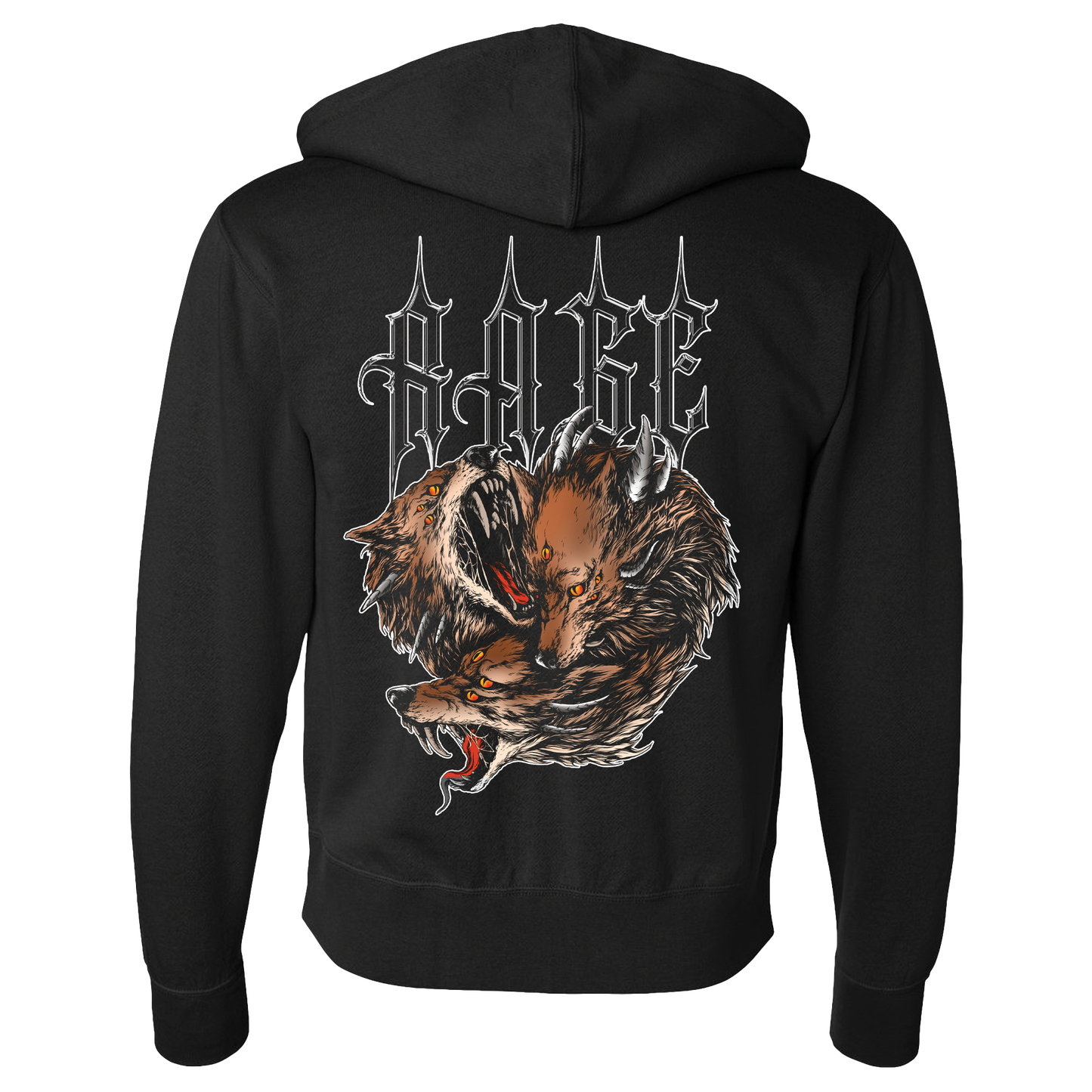 Wolf Contrast Zip Hoodie