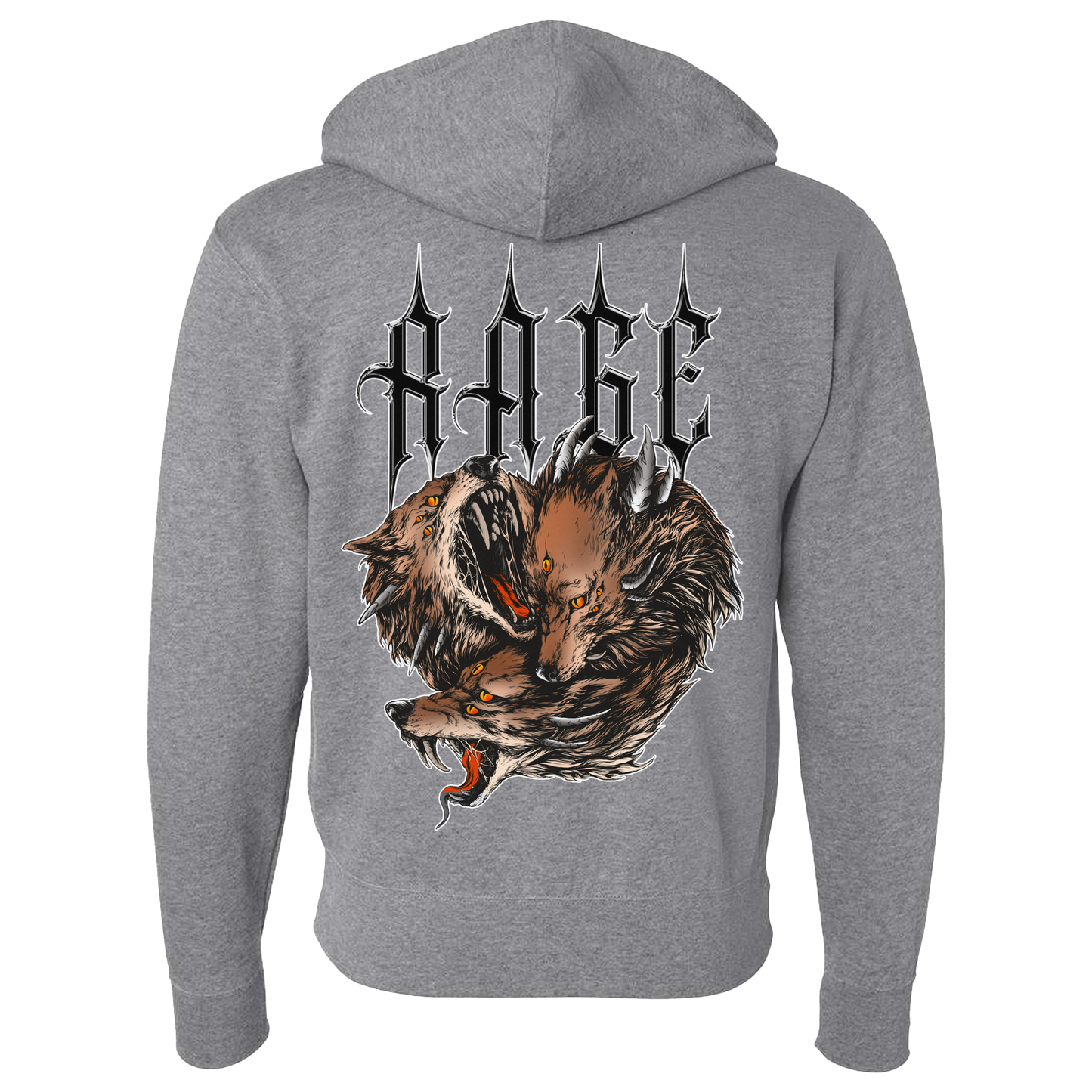 Wolf Contrast Zip Hoodie